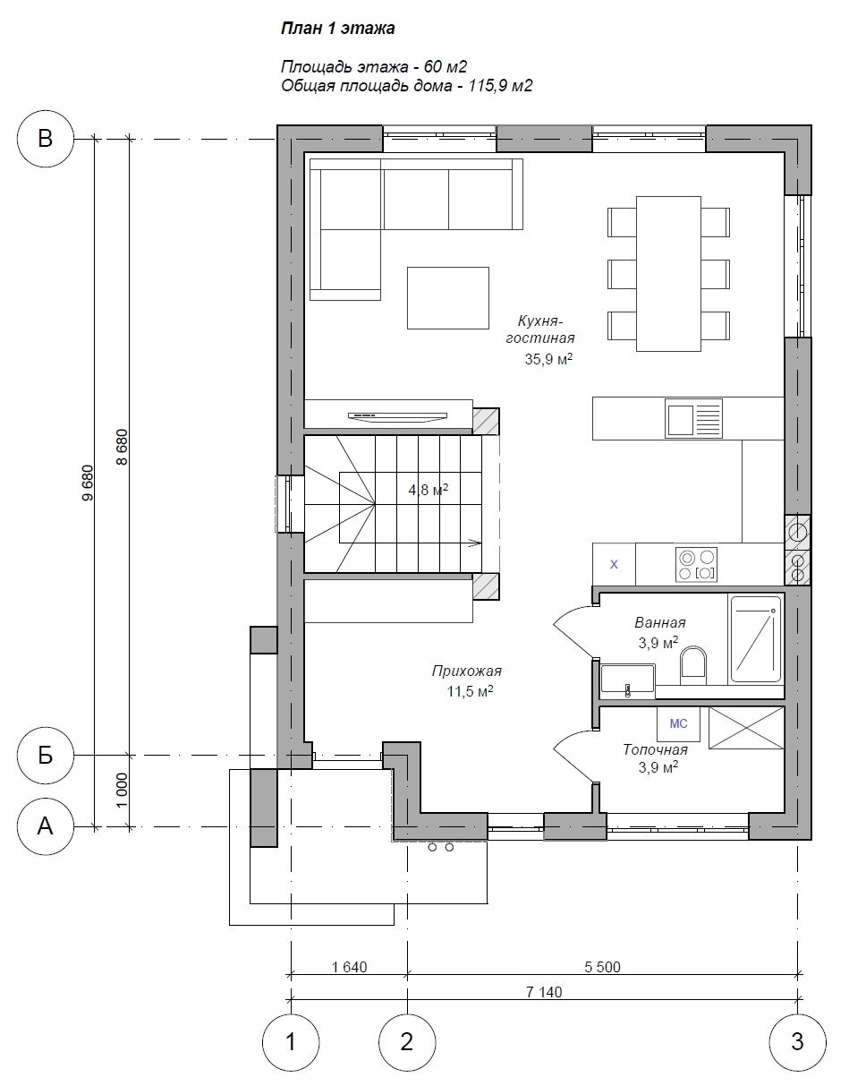 Планировка дома «Андромеда 115» 115 м², лист 1