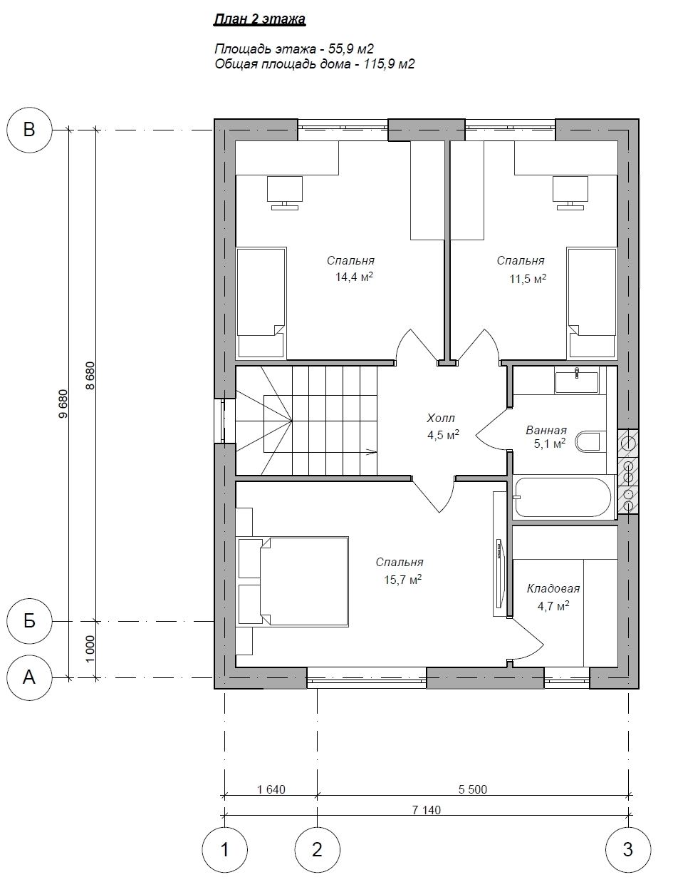 Планировка дома «Андромеда 115» 115 м², лист 2