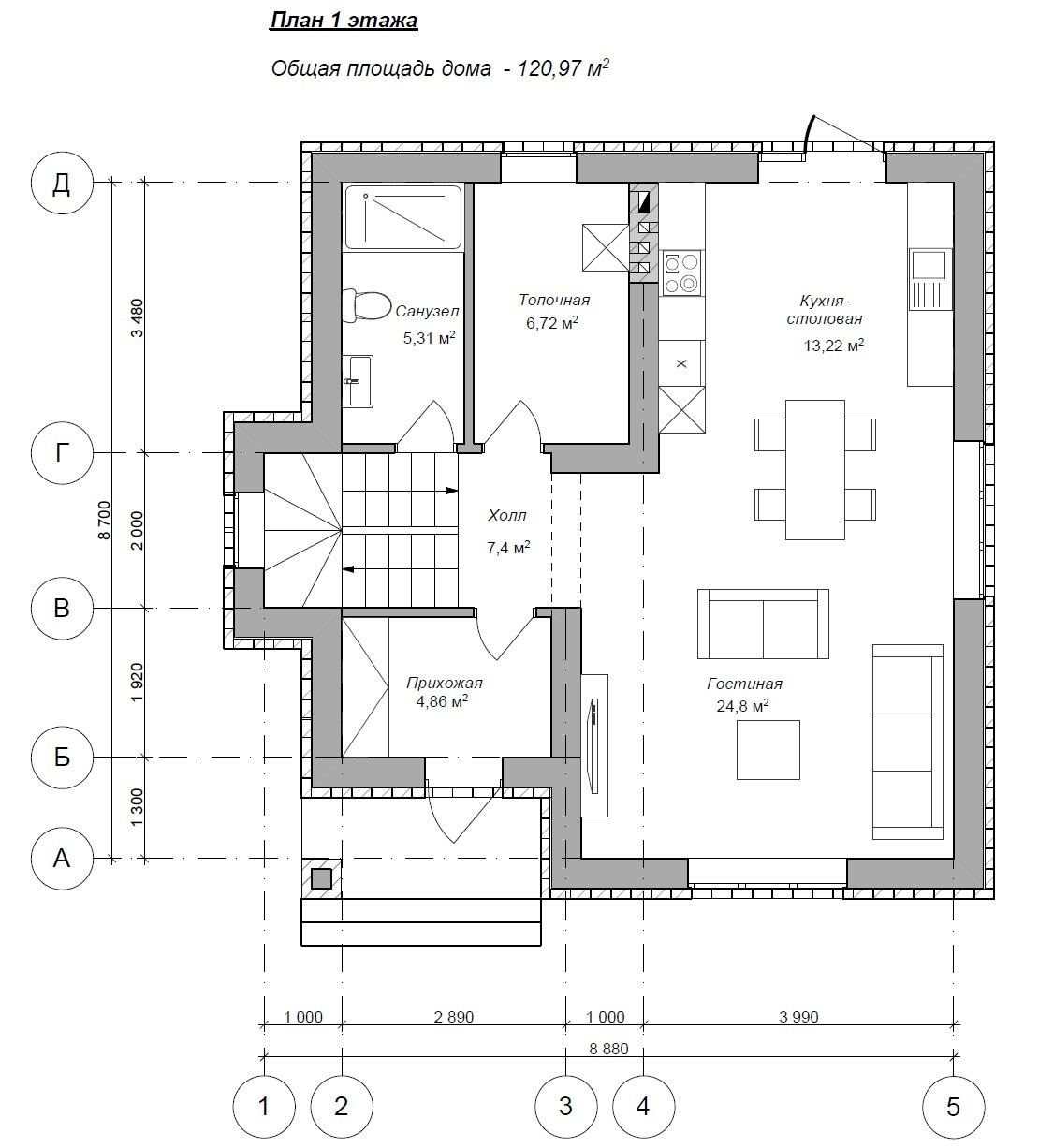 Планировка дома «Андромеда 120-2» 120 м², лист 1