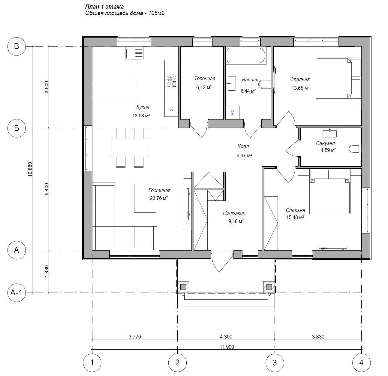 Планировка дома «Андромеда 105» 105 м², лист 1